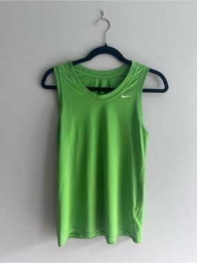 Nike Green Sleeveless Performance Tank with White Swoosh